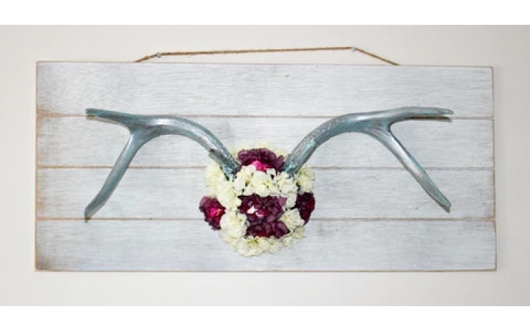 Dried Flowers Antler Art